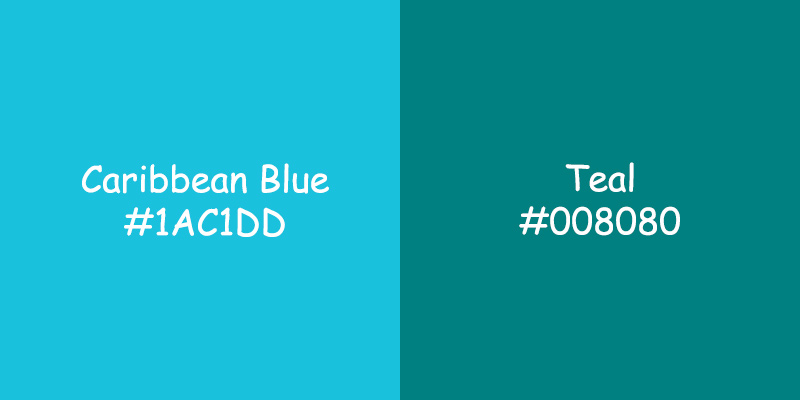 Caribbean Blue Color vs Teal: Differences and Similarities Caribbean Blue Color vs Teal